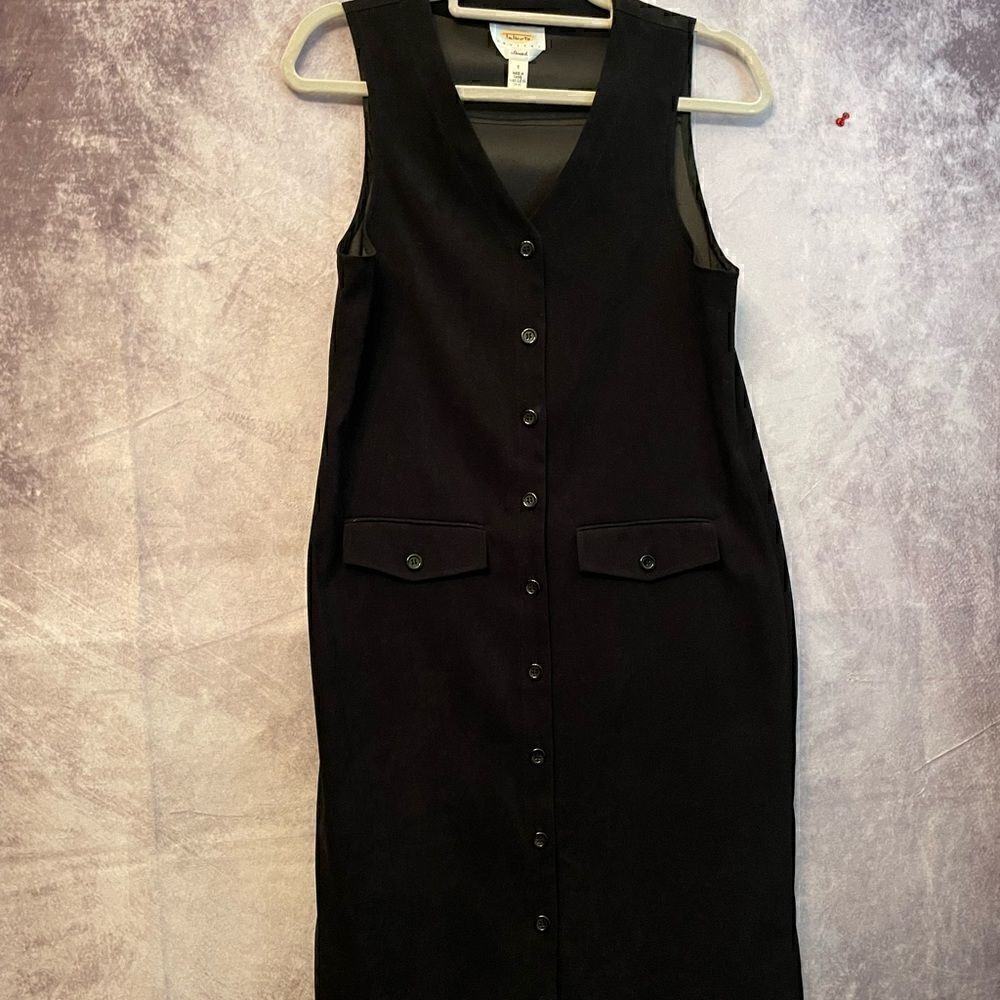 Black Button front Talbots maxi Dress. Sleeveless dress Sheath cottagecore retro